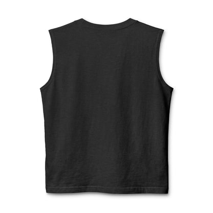 Black sleeveless shirt on a white background