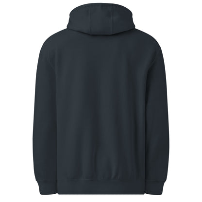 navy blue hoodie back view on a white background
