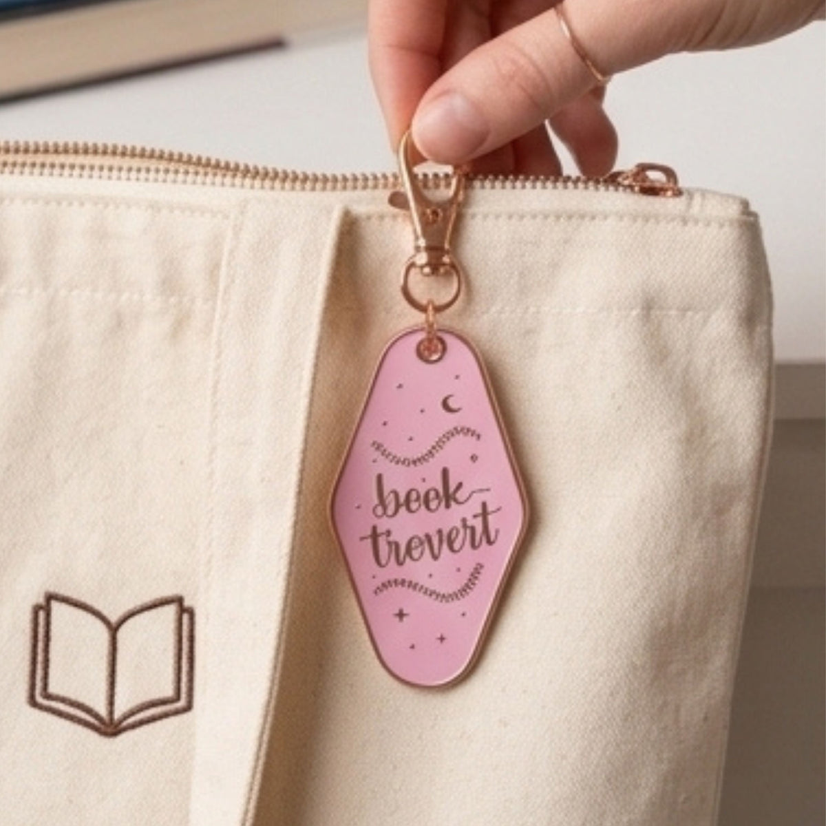 Booktrovert Hotel Keychain | Retro Gold Metal Bookish Gift - Spinsterly Co