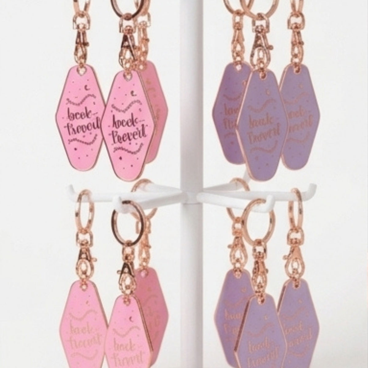 Booktrovert Hotel Keychain | Retro Gold Metal Bookish Gift - Spinsterly Co