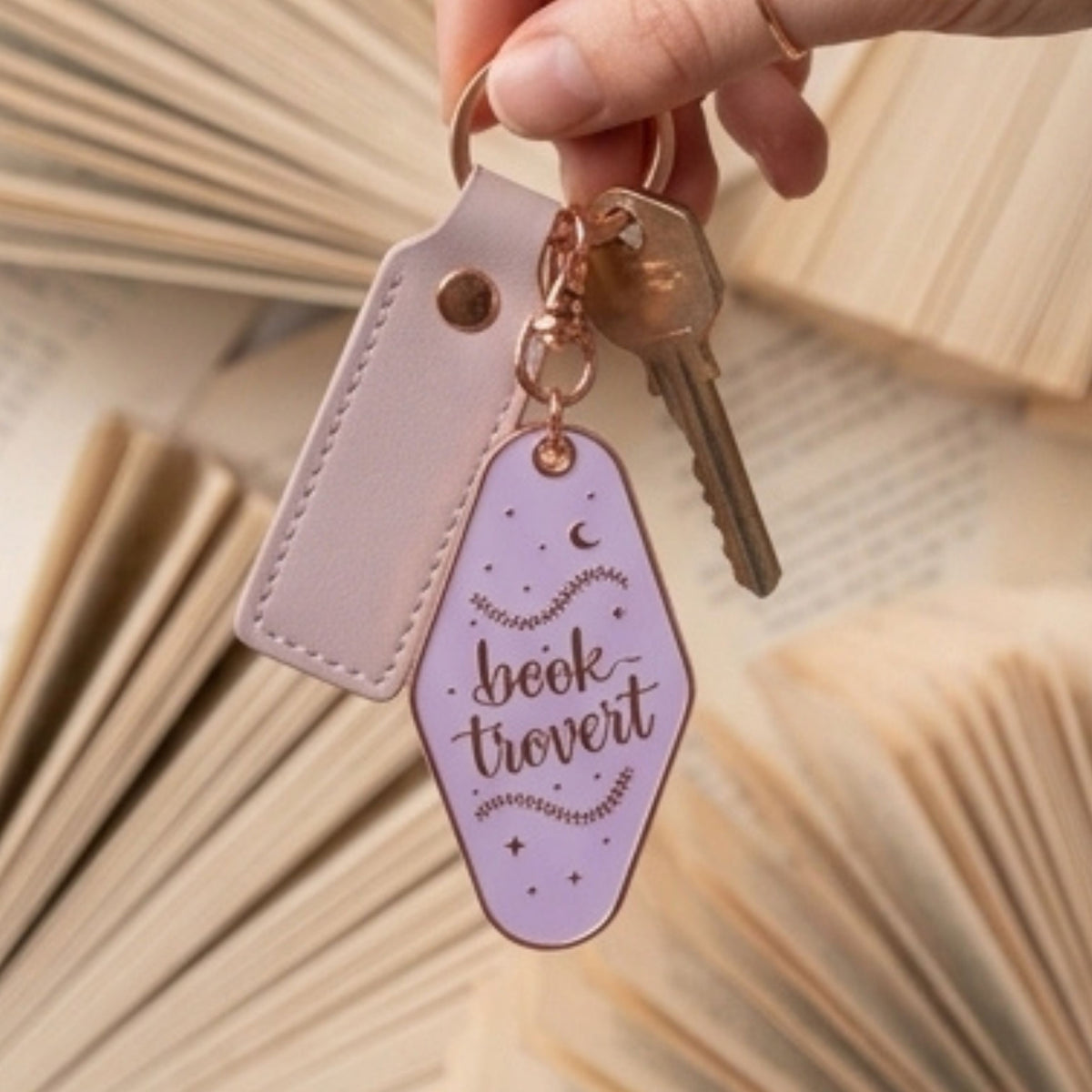 Booktrovert Hotel Keychain | Retro Gold Metal Bookish Gift - Spinsterly Co
