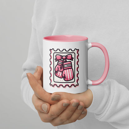 Pink Boxing Gloves Mug | Breast Cancer Warrior Coffee Mug with Pink Interior - Spinsterly Co