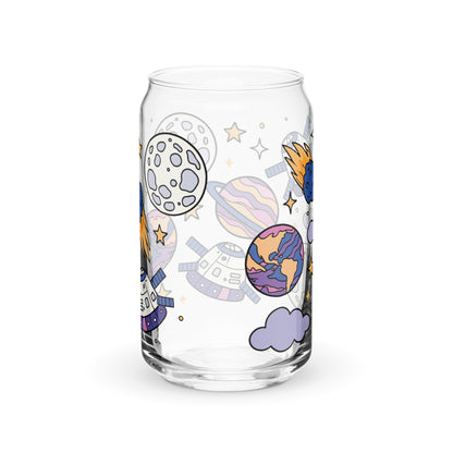 Kawaii Space Scatter Cosmic Glass Tumbler Spinsterly Co clear can shaped glass tumbler with lid and straw