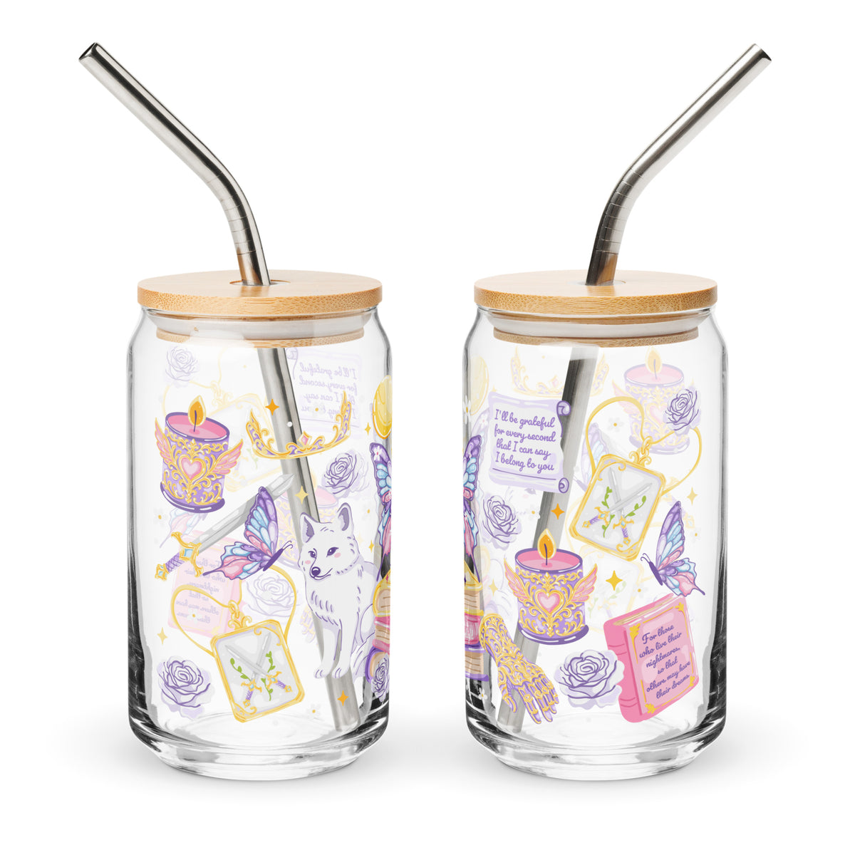She's Moonlight — Romantasy Bookish Can Glass | 16oz Glass Cup - Spinsterly Co