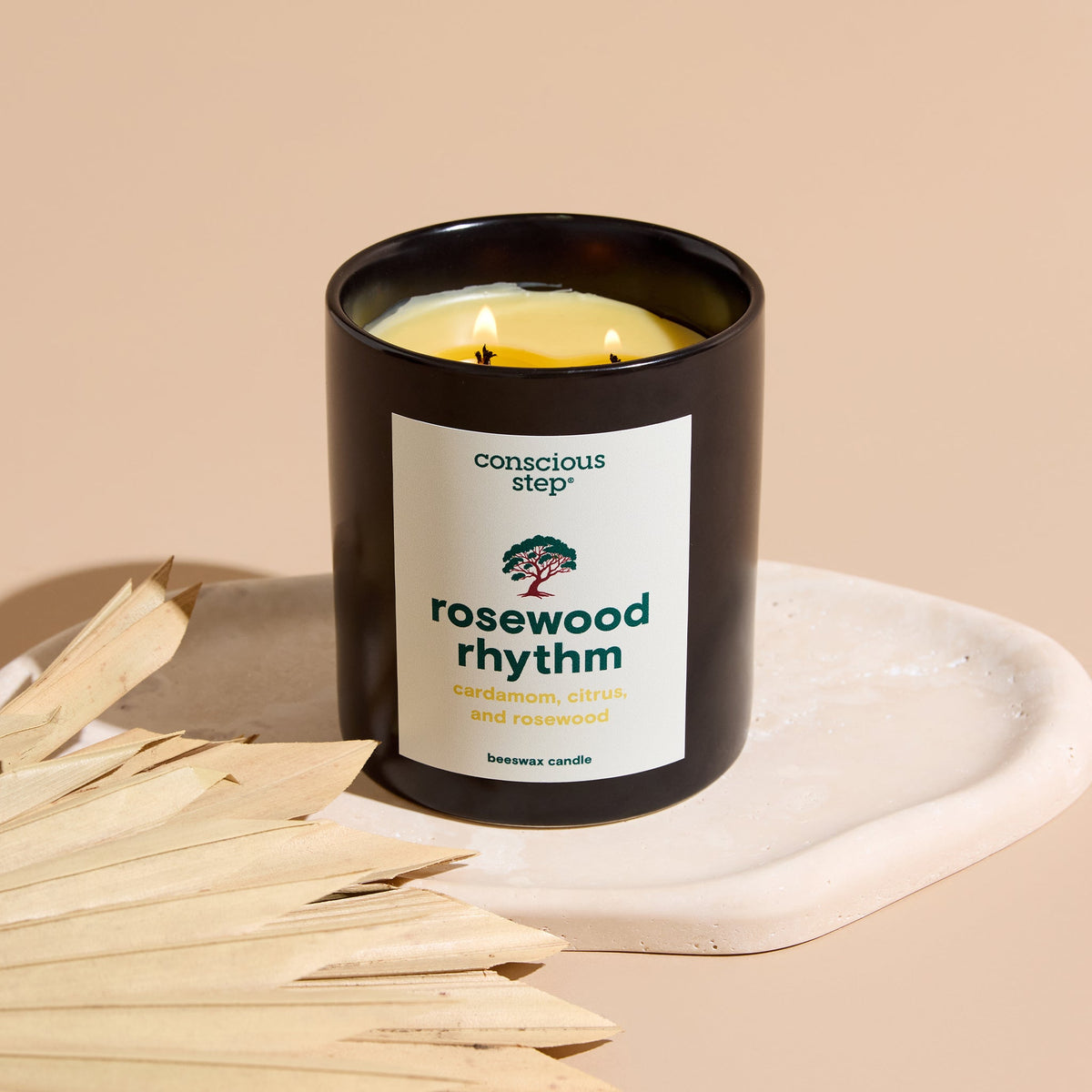 Rosewood Rhythm — Beeswax Candle | Cardamom, Citrus & Rosewood | 12oz | Supports Forests - Spinsterly Co