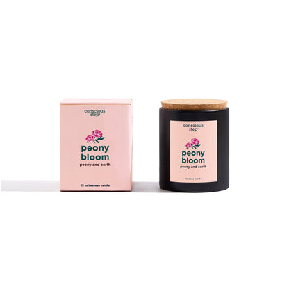 Peony Bloom — Beeswax Candle | Peony & Earth Scent | 12oz | Supports Pollinators - Spinsterly Co