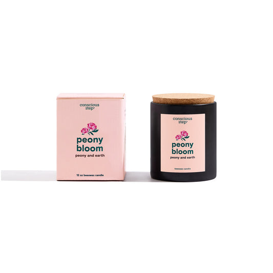 Peony Bloom — Beeswax Candle | Peony & Earth Scent | 12oz | Supports Pollinators - Spinsterly Co