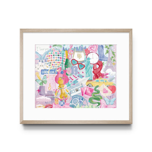Eras Collage Watercolor Art Print 5x7 Fan Art Wall Decor by Gracefully Made, colorful Paris collage