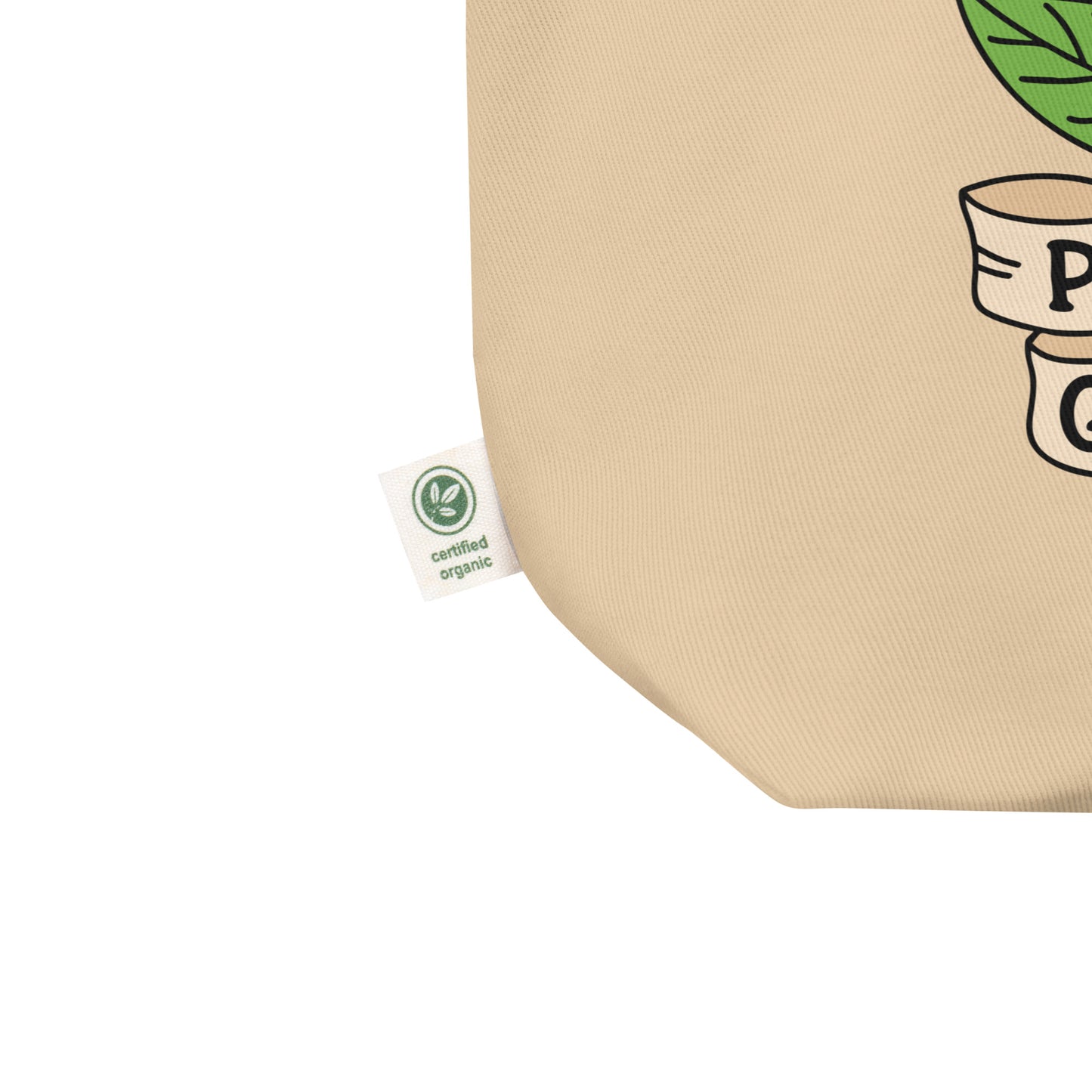 Powered by Queer Energy Eco Tote Bag by Spinsterly Co, beige organic cotton tote with sunflower pride print