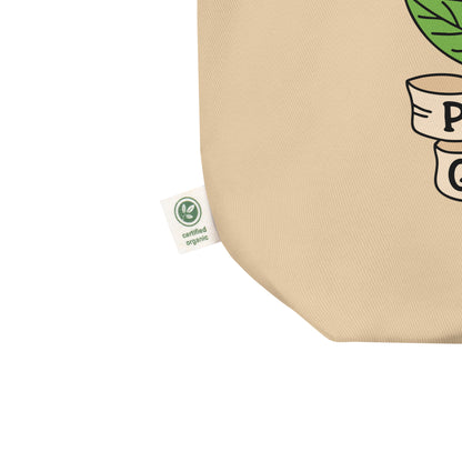 Powered by Queer Energy Eco Tote Bag by Spinsterly Co, beige organic cotton tote with sunflower pride print