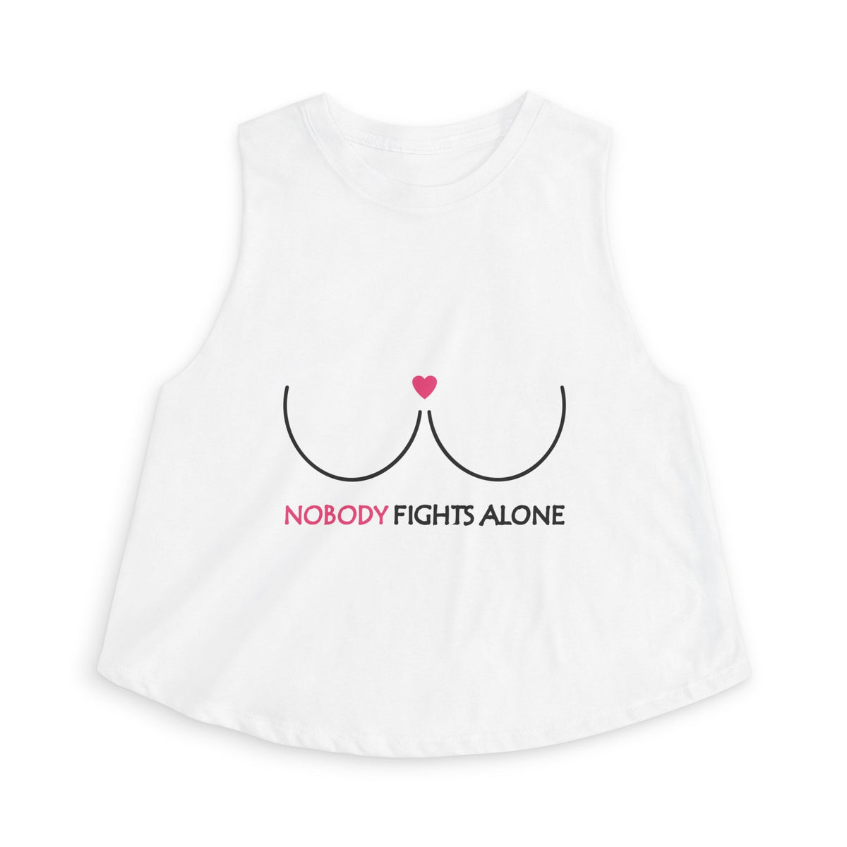 Nobody Fights Alone Crop Tank Top | Breast Cancer Awareness Shirt for Women - Spinsterly Co