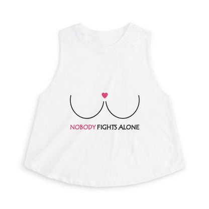 Nobody Fights Alone Crop Tank Top | Breast Cancer Awareness Shirt for Women - Spinsterly Co
