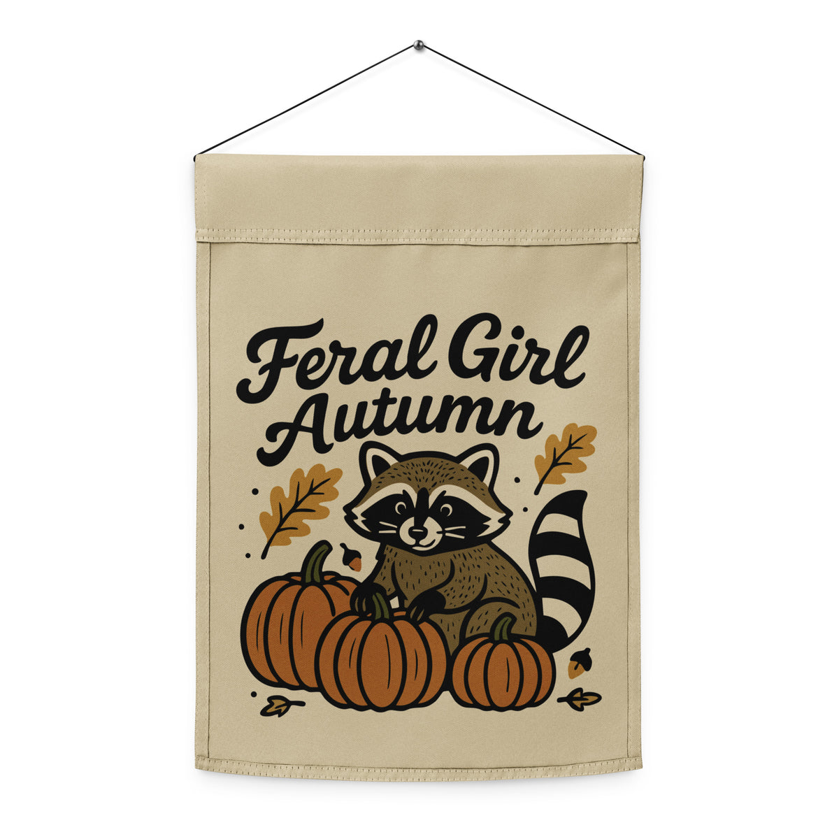 Feral Girl Autumn — Raccoon & Pumpkins Garden Flag | Double-Sided Fall Outdoor Decor - Spinsterly Co