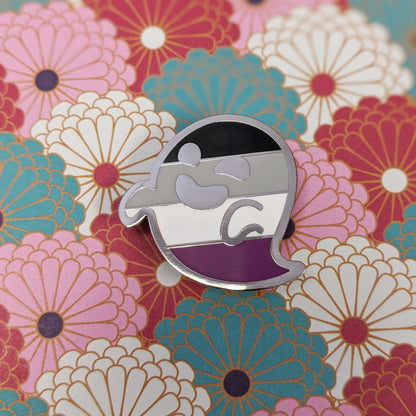 Gaysper Friends Hard Enamel Pride Pins by Cunning Linguist Co, silver ghost character enamel pin