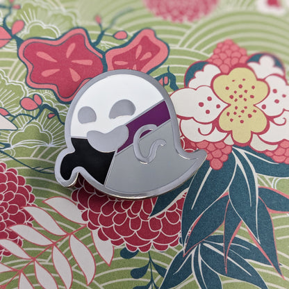 Gaysper Friends Hard Enamel Pride Pins by Cunning Linguist Co, silver ghost pin with pride colors