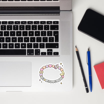 Friendship Bracelet Bubble-Free Vinyl Sticker To Infiniti Design by Spinsterly Co, bubble-free vinyl on laptop