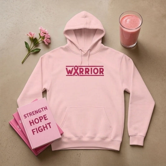 Warrior Breast Cancer Awareness Hoodie | Pink Ribbon Pullover | Spinsterly Co - Spinsterly Co