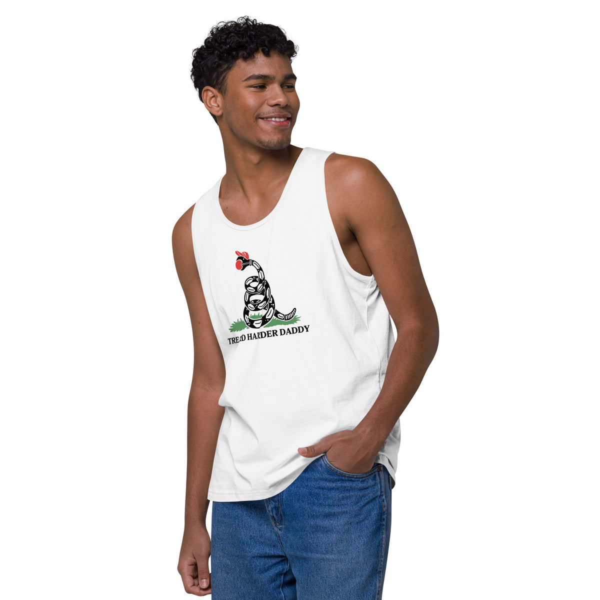 Tread Harder Daddy | Gadsden Snake Premium Men's Tank Top - Spinsterly Co