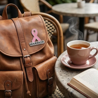 Pink Ribbon Warrior Pin | Hard Enamel Breast Cancer Awareness Lapel Pin - Spinsterly Co