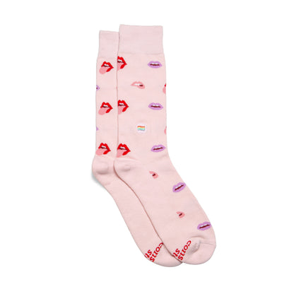 Socks that Save LGBTQ Lives — Lips Print Crew Socks | LGBTQ+ Pride | Organic Cotton - Spinsterly Co