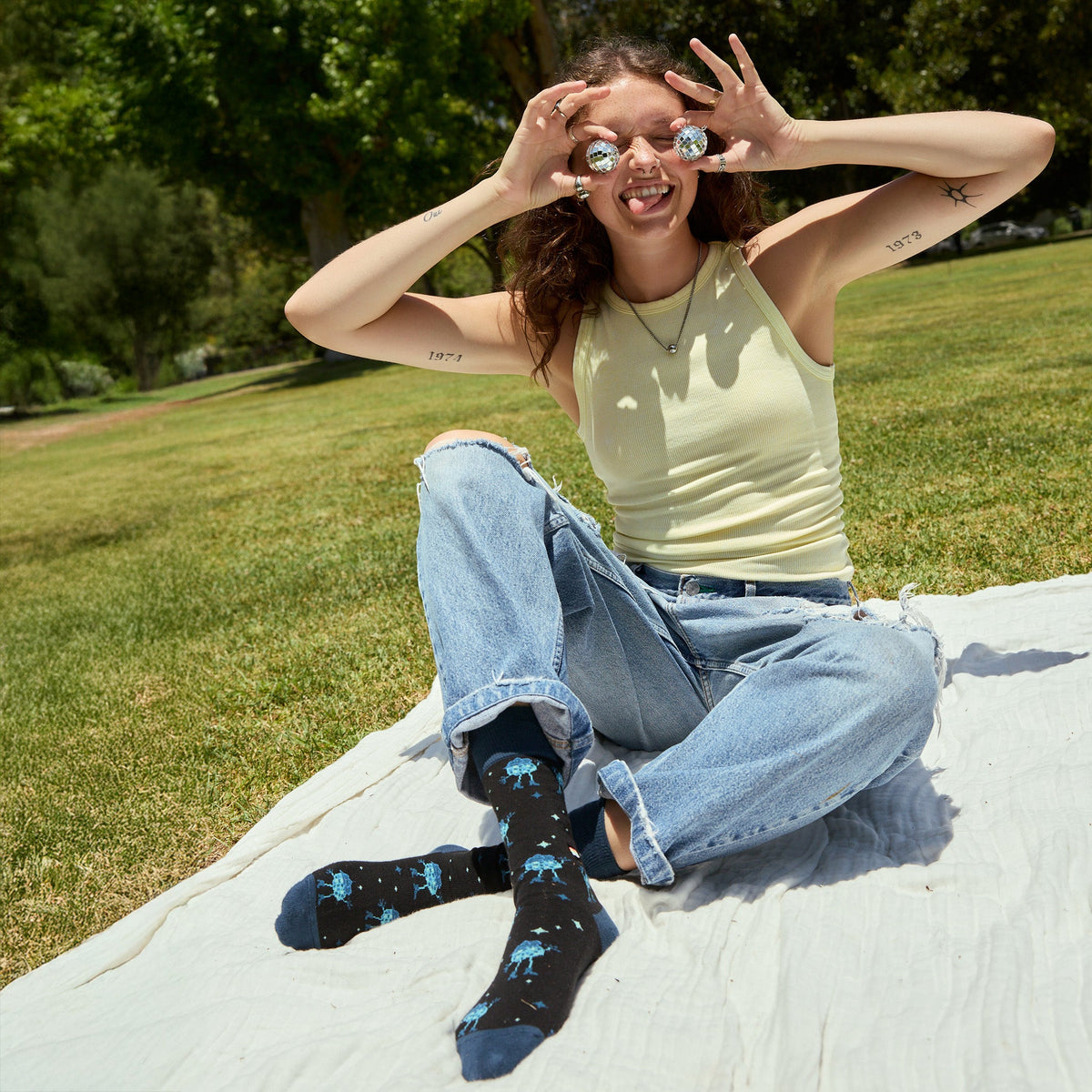 Socks that Save LGBTQ Lives — Disco Ball Crew Socks | LGBTQ+ Pride | Organic Cotton - Spinsterly Co