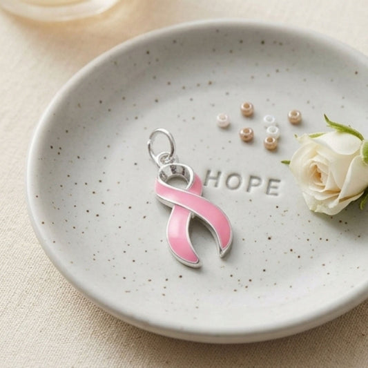 Pink Ribbon Charm | Sterling Silver Plated Breast Cancer Awareness Jewelry - Spinsterly Co
