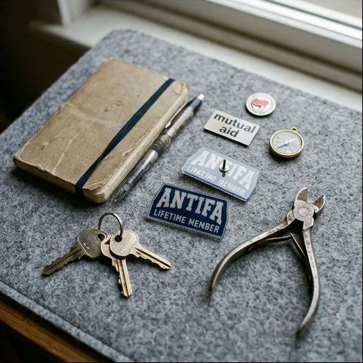 ANTIFA Lifetime Member — Navy & Lavender Clear Acrylic Lapel Pin | Antifascist Gift - Spinsterly Co