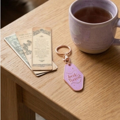 Booktrovert Hotel Keychain | Retro Gold Metal Bookish Gift - Spinsterly Co