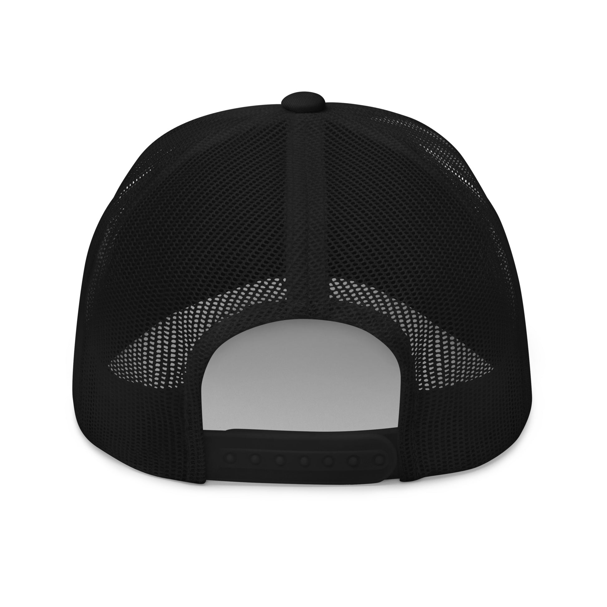 Ask Me About My Gay Agenda Trucker Hat LGBTQIA Pride Cap by Spinsterly Co in Black with breathable mesh back