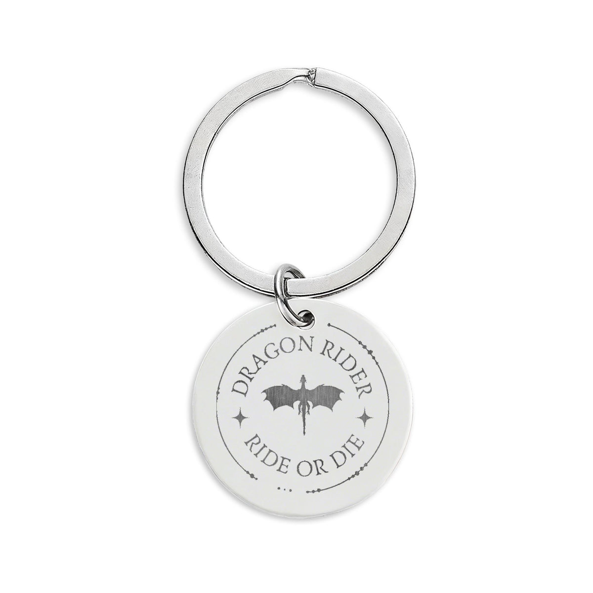 Ride or Die — Dragon Rider Keychain | Stainless Steel Engraved Charm - Spinsterly Co
