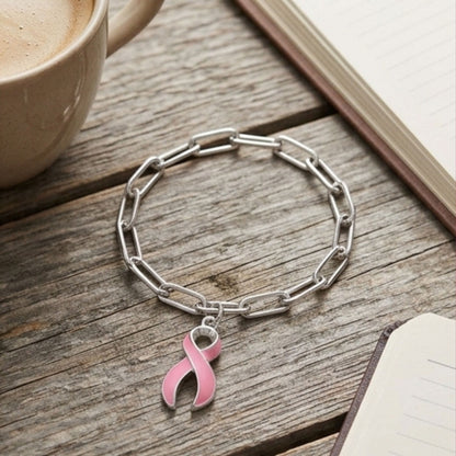 Pink Ribbon Charm | Sterling Silver Plated Breast Cancer Awareness Jewelry - Spinsterly Co