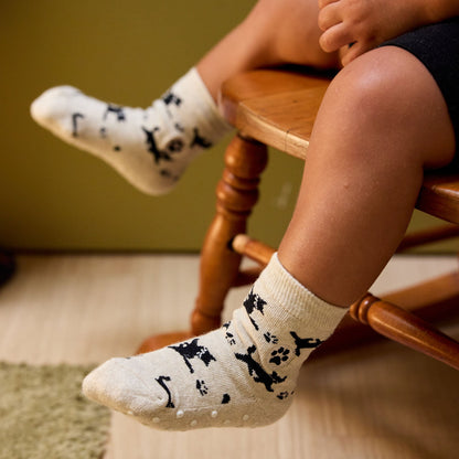 Kids Socks that Save Cats — Black Cat Silhouette Crew Socks | Cream | Toddler, Preschool & Youth - Spinsterly Co