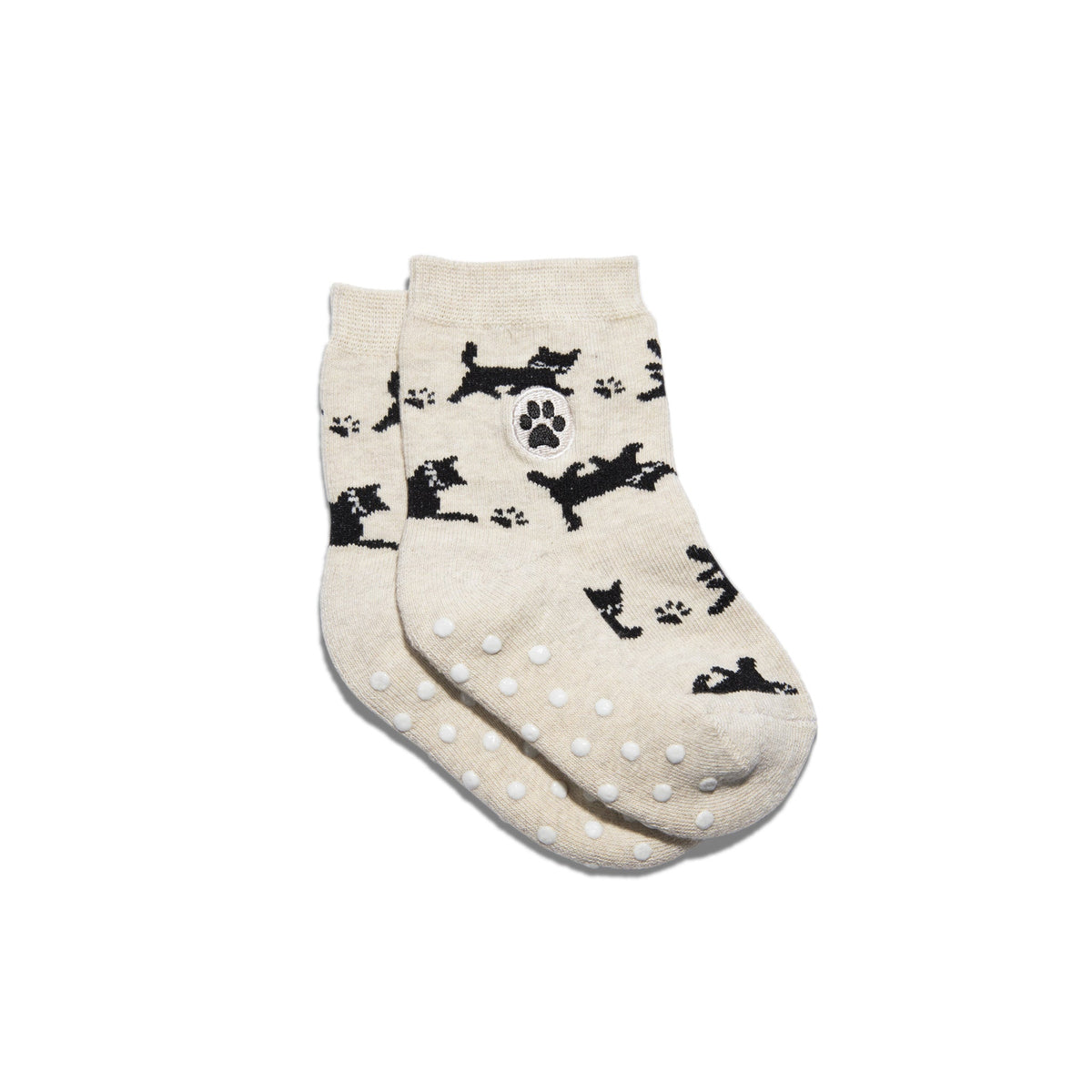 Kids Socks that Save Cats — Black Cat Silhouette Crew Socks | Cream | Toddler, Preschool & Youth - Spinsterly Co