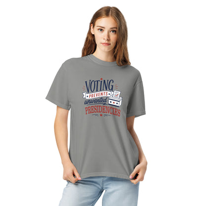 Voting Prevents Unwanted Presidencies T-Shirt | Political Graphic Tee | Spinsterly Co - Spinsterly Co
