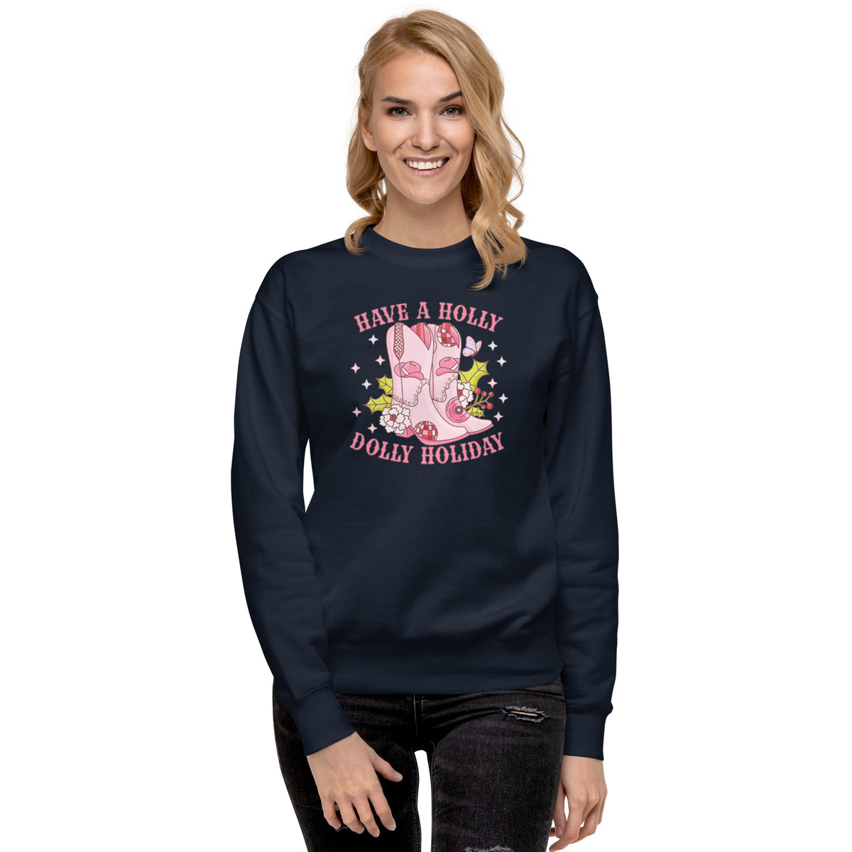Holly Dolly Holiday Cowgirl Boots Christmas Sweatshirt