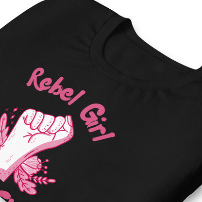 Rebel Girl Social Club T-Shirt | Feminist Raised Fist Pink Graphic Tee - Spinsterly Co