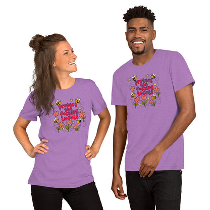 Protect The Locals Fcking Bee Inspired T-Shirt by Spinsterly Co, Heather Team Purple unisex graphic tee