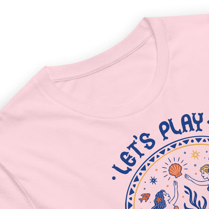 Let's Play Mermaids T-Shirt Spinsterly Co mermaid graphic summer tee soft pink with side-seamed construction