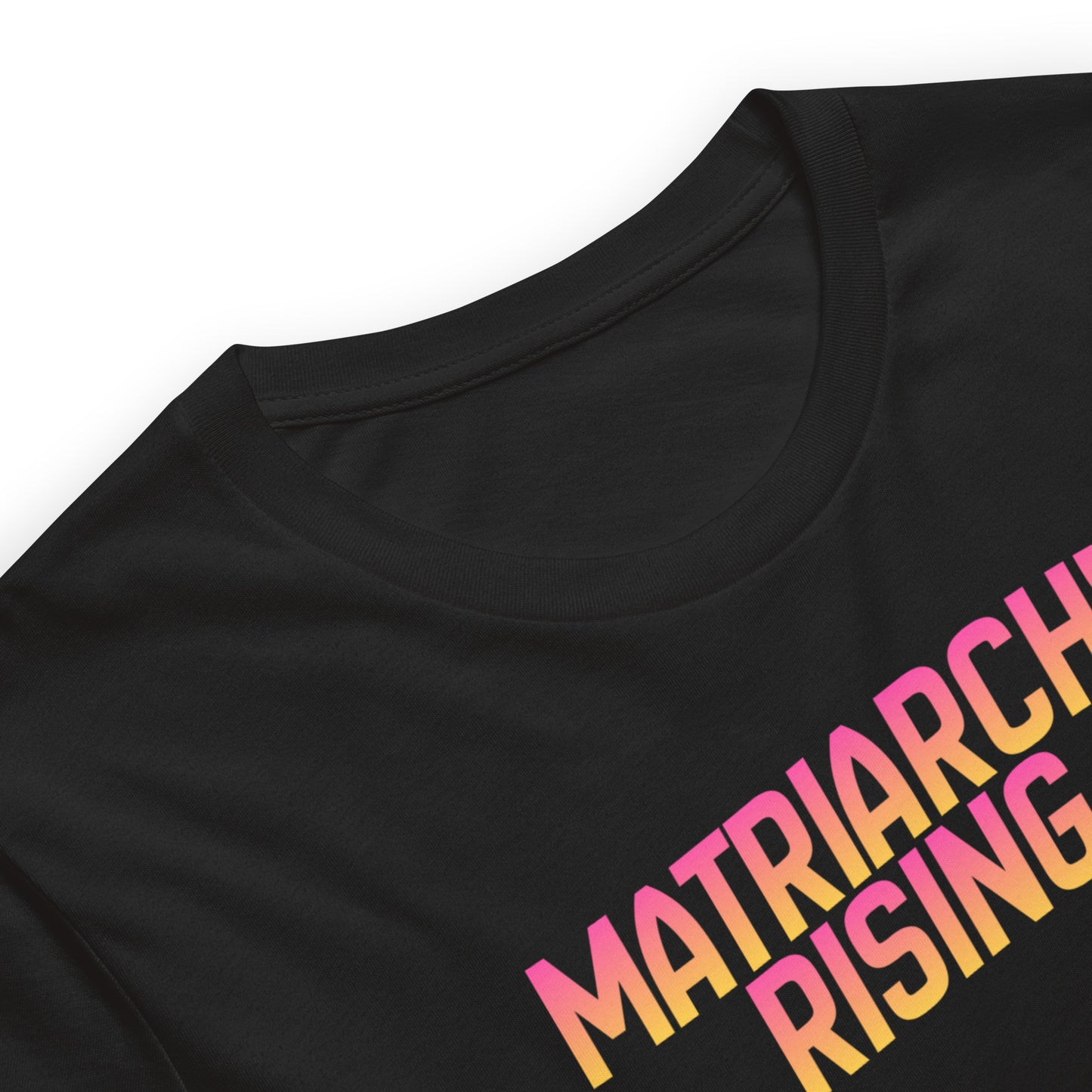 Matriarchy Rising T-Shirt Spinsterly Co unisex graphic tee in black with side-seamed construction and pink text