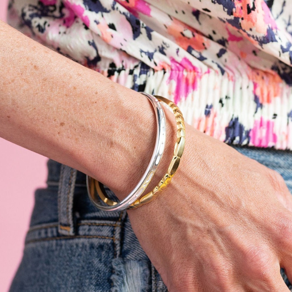 "Daughter" Morse Code Cuff Bracelet | 14K Gold Plated | Adjustable Patterned Cuff - Spinsterly Co