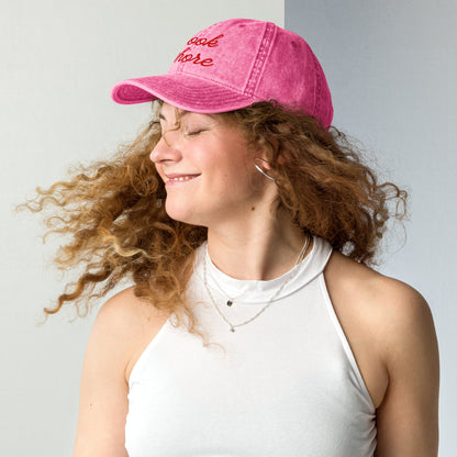 Book Whore — Vintage Washed Pink Dad Cap | BookTok Embroidered Baseball Hat - Spinsterly Co