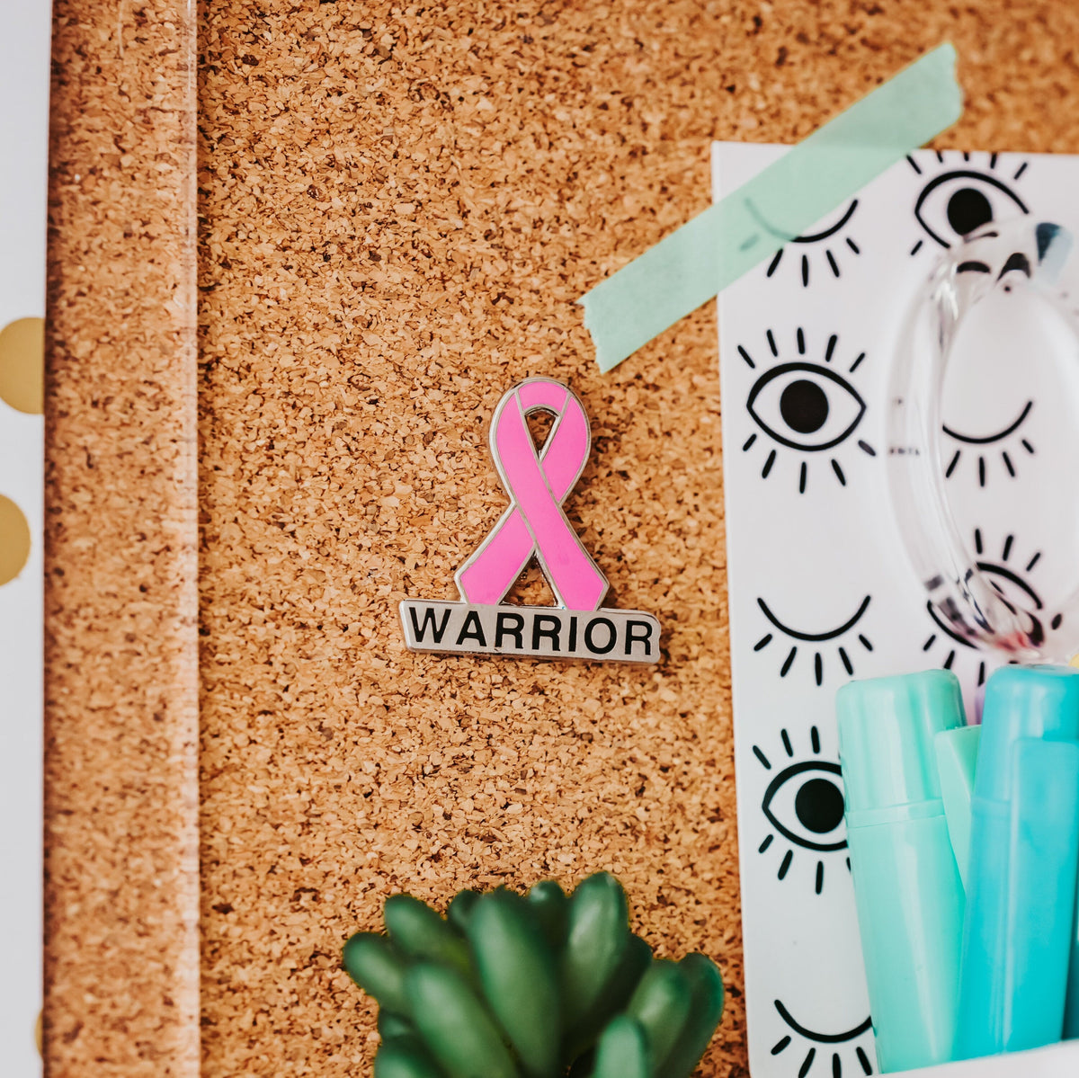 Pink Ribbon Warrior Pin | Hard Enamel Breast Cancer Awareness Lapel Pin - Spinsterly Co