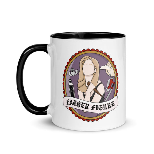 Father Figure Vampire Slayer Accent Coffee Mug by Spinsterly Co, white ceramic with black C handle