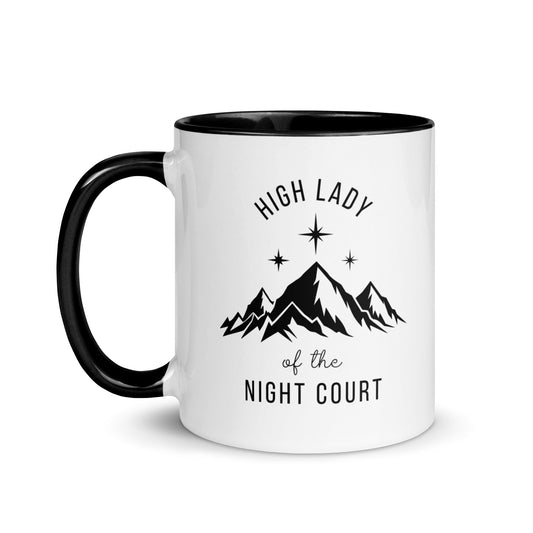 High Lady of the Night Court Mountain Star Accent Coffee Mug Spinsterly Co white ceramic glossy finish