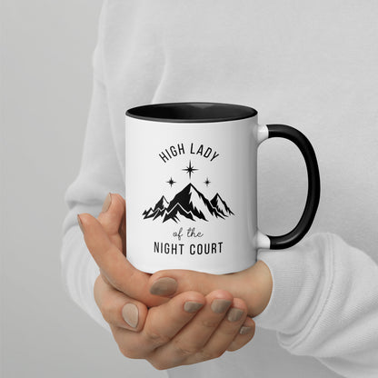 High Lady of the Night Court Mountain Star Accent Coffee Mug by Spinsterly Co, white ceramic with glossy finish