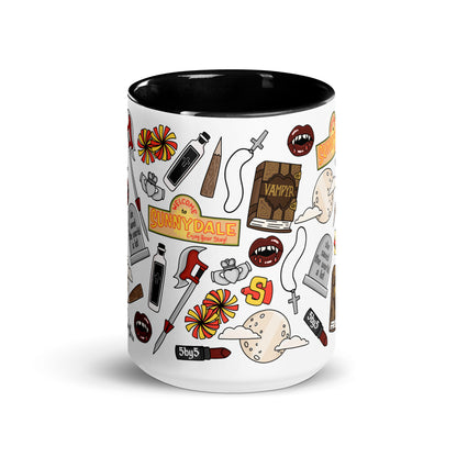 She Saved the World a Lot Slayer Scatter Pattern Accent Coffee Mug Spinsterly Co glossy ceramic mug with black interior