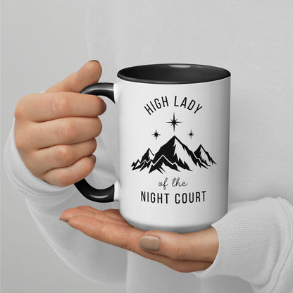 High Lady of the Night Court Mountain Star Accent Coffee Mug by Spinsterly, white ceramic with glossy finish