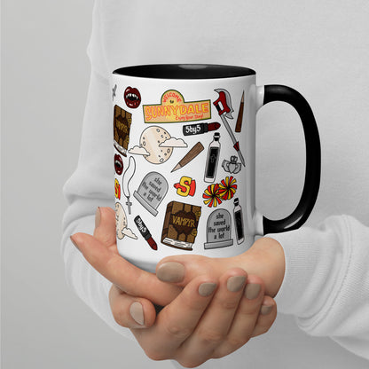 She Saved the World a Lot Slayer Scatter Pattern Accent Coffee Mug Spinsterly Co glossy white ceramic mug