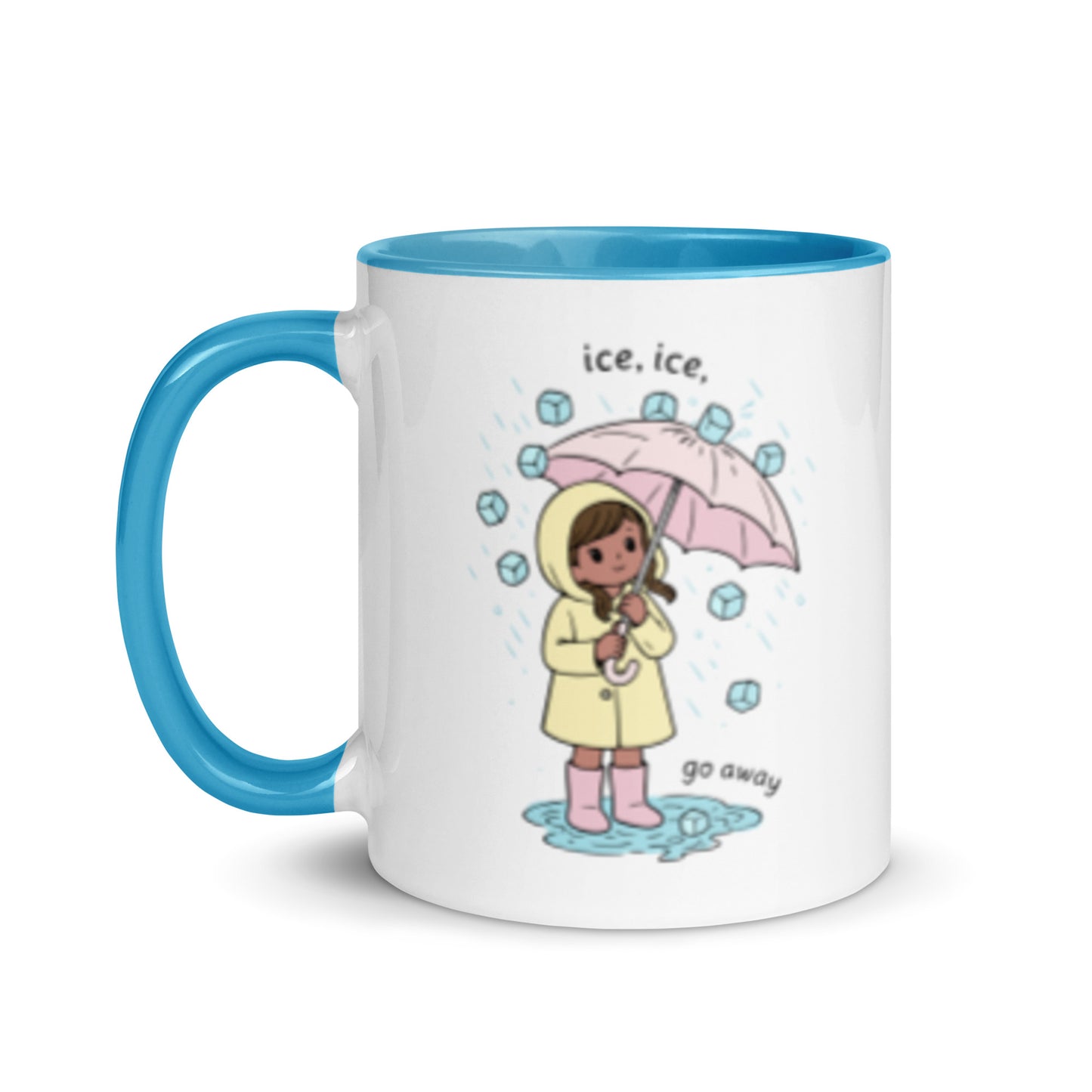 Ice Ice Go Away Mug Anti ICE Immigration Justice Mug by Spinsterly Co ceramic coffee mug in blue with glossy finish