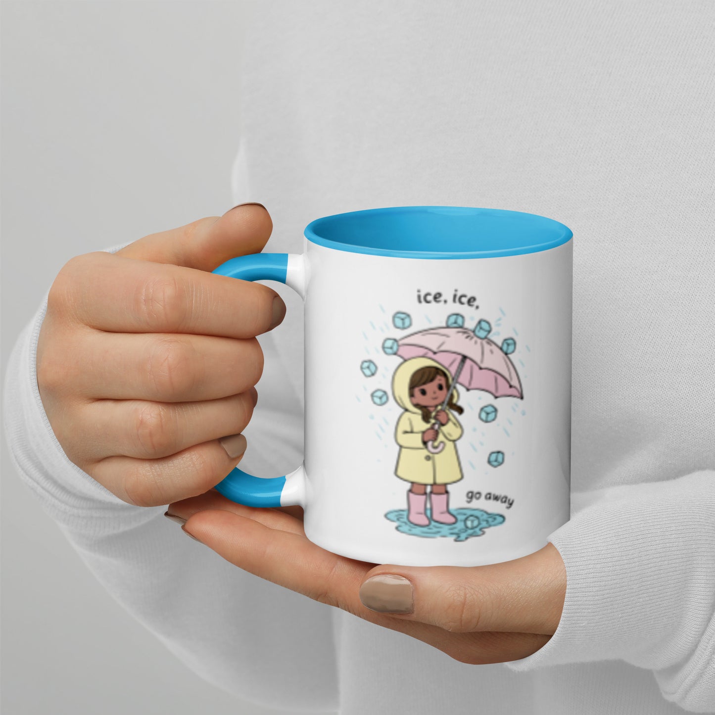 Ice Ice Go Away Mug Anti-ICE Immigration Justice Mug by Spinsterly Co blue glossy ceramic mug with two-sided print